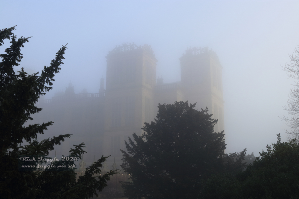 Hardwick Hall in the mist